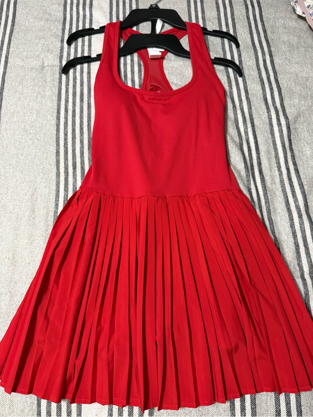 Red Pleated Tank Dress